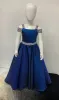 Glitter Pageant Dress for Teens Toddler Young Tiny Miss 2024 Crystals Long Little Girl Prom Gown Strap Formal Cocktail Birthday Party Wear Metallic Royal Blue Glitz