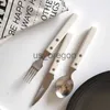 Set di stoviglie 13 pezzi in acciaio inox bianco avorio stoviglie portatile set di posate cucchiaio coltello da bistecca tavola forchetta stoviglie utensili per cucina x0703