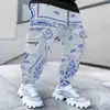 Pantalones de moda para hombre, pantalones de chándal holgados y cómodos con estampado de carga de yardas grandes para hombre, pantalones de chándal apilados para correr, ropa informal estilo Hip Hop S-5xl