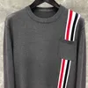 TB THOM Sweater Autunm Winter Sweaters Male Fashion Brand Clothing Cotton RWB Stripe Crew Neck Pollover Coat Casual Sweaters 41