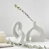 Vases Art abstrait Vase en céramique nordique décoration minimaliste arrangement de fleurs créatif salon meuble TV décoration de bureau