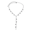 Lacteo Trendy Zwarte Ronde Pailletten Ster Kwastje Lange Ketting Sexy Borst Ketting voor Vrouwen Sieraden Op De Hals Sleutelbeen Party geschenken L230704