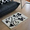 Tapijten Zwart Wit Tufting Hart Badkamer Mat Zacht Tapijt Pluizige Badmat Slaapkamer Tapijt Vloer Pad Esthetische Thuis Kamer Warm Decor