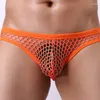 Cueca Cueca Masculina Malha Grande Sexy Transparente Cintura Baixa U Convexa Cueca Calcinha Oca Elástica Respirável