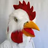 New White Plush Rooster Head Cover Latex Mask Full Face Chicken Head Funny Animal Dress Up Prom Halloween Party Masks Cosplay L230704