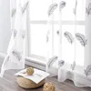 Шторы Lism, современная прозрачная занавеска с вышивкой перьями для окна, короткая занавеска, вуаль, тюль для кухни, спальни, гостиной, шторы на заказ