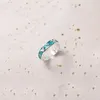 Cluster Ringe Schmetterling 925 Sterling Silber Offener Ring für Frauen Mädchen Geburtstagsgeschenk Charms Öl Tropfen Grüner Kristall Schmuck Geschenke Tropfen