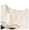 2023 Yaz Kayıtlı Düz ​​Renk Şerit Kravat Bowknot Elbise Kısa Kol V-Neck diz boyu gündelik elbiseler W3L044303