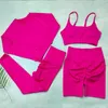 Yoga Outfit S Tracksuit Conjunto Sem Emenda Esportes Terno para Fitness Manga Longa Crop Top Gym Roupas Mulheres Workout Sportswear Duas Peças 230704