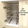 تعقب DIY درج الخزانة سلة المطبخ المطبخ منظم منظم زنزانة سلة السلة سحب سلة درج معدني من نوع MESH
