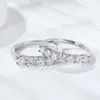 Anelli a grappolo 0.7ct D Color Moissanite Eternity Ring S925 Sterling Silver Platinum Plated Diamond Band Mezza impilabile per le donne