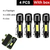 Aluminum Mini COB Zoomable Flashlight Usb Rechargeable Work Light Torch Outdoor Emergency Inspection Lamp