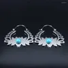 Stud Earrings Bohemia Yoga Lotus Stainless Steel Big Hoop Women Silver Color Flower Basket Round Jewelry Aro Hombre E9348S04