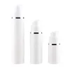 Vide 15ml 30ml 50ml PP Airless Bouteilles Blanc Airless Pompe À Vide Lotion Bouteille avec Silver Line Emballages Cosmétiques Qhmls