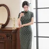 Vestuário étnico Verão de comprimento médio Melhorado Cheongsam Moda vintage Desempenho elegante Qipao Estilo tradicional chinês Vestido de noite para