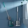 Rekken 2 in 1 siliconen toiletborstel met houder Toiletreinigingssuite Wandgemonteerde schoonmaakhulpmiddelen voor badkameraccessoiresets