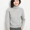 Maglioni da donna Maglione in pura lana Pullover da donna in cashmere con collo in pile Camicia calda con fondo in maglia tinta unita sottile Taglie forti