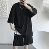 Survêtements pour hommes SYUHGFA 2023 été glace soie solide à manches courtes T-shirt ensembles Stretch coréen Shorts deux pièces vêtements homme costume