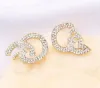 20 färger 18K guldpläterade lyxbokstäver Stud Letter Earring Brand Designers Geometrisk Berömda Kvinnor Rund Kristall Strass