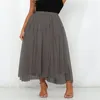 Rokken Lente Zomer Solid Dot Tulle Vrouwen 2023 Casual Elastische Hoge Taille A-lijn Rok Vrouwelijke Mesh Midi