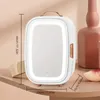 Minikylskåp 12 liter, spegel LED-design, AC/DC portabel skönhetskyl, termoelektrisk kylare och varmare för hudvård,