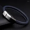 Link Bracelets Fashion Braided Red Genuine Leather Men Women Stainless Steel Charm Bangles Sporty Casual Jewelry