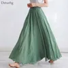 Jupes Haute Qualité Coton Lin Maxi Jupe Femmes Casual Taille Élastique Plissée ALine Plage Boho Saia Feminina Faldas Jupe 230703