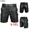 Shorts pour hommes été Streetwear tendance hommes PU Faux cuir avec poches discothèque porter décontracté mode médiéval Punk Costumes 5XL 230703