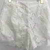 Chándales de mujer, traje blanco Sexy ahuecado para mujer, camisa corta con cuello vuelto bordado o pantalones cortos rectos para primavera femenina