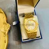 Relógios de pulso 24k ouro banda de bronze 2022 novos homens para mulheres presente dos namorados japonês movimento de quartzo diamantes aço 0703