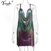 Basic Casual Klänningar Sexiga Backless mini y2k Metal slip Sommarklänning Kvinnor Bling Paljett Beach bodycon dress Nattklubb Fest damklänningar Vestidos 230704