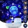 Işıklar 3D Galaxy Ocean Night Light Unicorn Dönen Yıldızlı Gökyüzü Projektör Lambası Çocuk Yatak Odası Odası Dekor İdeal Hediye Gece Işığı HKD230704