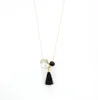 Pendant Necklaces 2023 Black Beads Clear Glass Cooper Circle Tassel Necklace Women