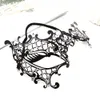 1PCs Black Venetian Lace Metal Mask Masquerade Half-face Clear Diamante Fancy Dress L230704