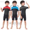 Wetsuits Drysuits 2023 2.5MM Neoprene Wetsuits Kids Swimwears Diving Suits Long Sleeves Boys Girls Surfing Children Rash Guards Snorkel One Pieces HKD230704