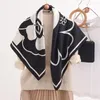 Scarves 2023 Fashion Silk Scarf For Women Square Wraps Shawls Female Satin Print 90 90cm Headwraps Sunscreen Bandana