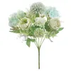 装飾花花輪シルク牡丹アジサイブーケ 7 フォーク人工現実的なプラスチックカーネーション牡丹の花の結婚式パー Dhnt3