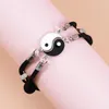 Bracelets porte-bonheur 2 pièces Tai Chi Yin Yang Couple alliage pendentif réglable chaîne noire correspondant amant ensemble