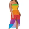 Robes décontractées Robe sans bretelles dégradées pour femmes Robe Femme Sexy hors épaule plage Boho bustier tubulaire Maxi Bandeau vacances longues