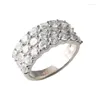 Bagues de grappe Apaison 2023 925 argent européen transfrontalier diamant blanc bague à haute teneur en carbone mode Simple trois rangées