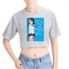 Camisetas Femininas Estampa Nagatoro Outono e Primavera Verão Férias Jovem Vitalidade Mulheres/Meninas Sexy Barriga Desnuda Estilo Casual