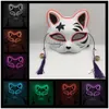 Cadılar Bayramı Maskesi Sevimli Cat Fox Vendetta El Tel Maske Yanıp Sönen Cosplay Led Neon Kostüm Maskesi Parlak Dans Karnavalı Parti Maskeleri L230704