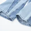 Damjeans 2023 Sommarsömmar med hög midja Lösa breda ben Mångsidig kontrastfärg Denim byxor med raka ben