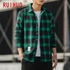 Mężczyznowe dresy Ruihuo Casual Plaid Shirt Men Slim Fit Bawełniane wełniane męskie koszule Masowe Masowe Mash Mash