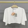 23SS Dames Designer Tee T-shirts Designer Tops Met Letter Patroon Meisjes Vintage Crop Tops Merk Jersey Runway Katoen Losse Designer Korte Pullover Shirt Uitloper