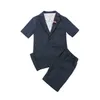 Pakken Zomer Formele kinderen pak Sets Bloem jongens korte mouwen Blazer Shorts Outfits Kids knappe Bruiloft prestaties KostuumHKD230704