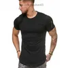 Heren T-shirts Korte mouw Rits Schouder Streetwear Hip Hop Zomer T-shirt Mannen Longline Gebogen Zoom T-shirt Slanke Grappige T-shirt Plus Size M3XL Z230706