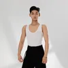 Stage Wear Sleeveless Deeep O Neck Tops Male Latin Dance Cloth For Men Dresses Competition Ballroom Dancing Costume YD86