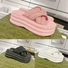 Womens Padded Nylon Platform Slide Sandals Thick Bottom Pool Slides Mid-heel Slippers Casual Oversize Sandal Fashion Summer Chunky Mule Beach