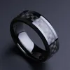 8 MM mannen Tungsten Carbide Zilver Kleur Ring Inlay Black Carbon Fiber Wedding Band voor Mens Party Mode sieraden Gift Maat 6-13